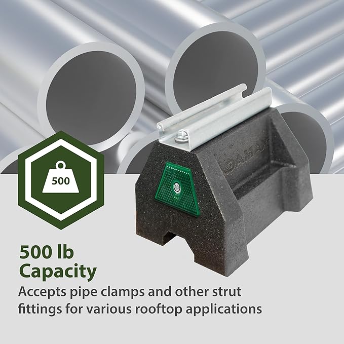 Newhouse Electric RTS14-5 Rooftop Support Block with Galvanized Steel Strut | Sleeper Curb Replacement, Black