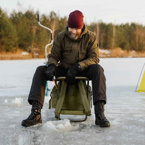 THKFISH Fishing Backpack with Foldable Chair, 35L Tackle Box Backpack with Rod Holders Fishing Storage Bag Portable Stool for Outdoor Fishings, Camping, and Hunting
