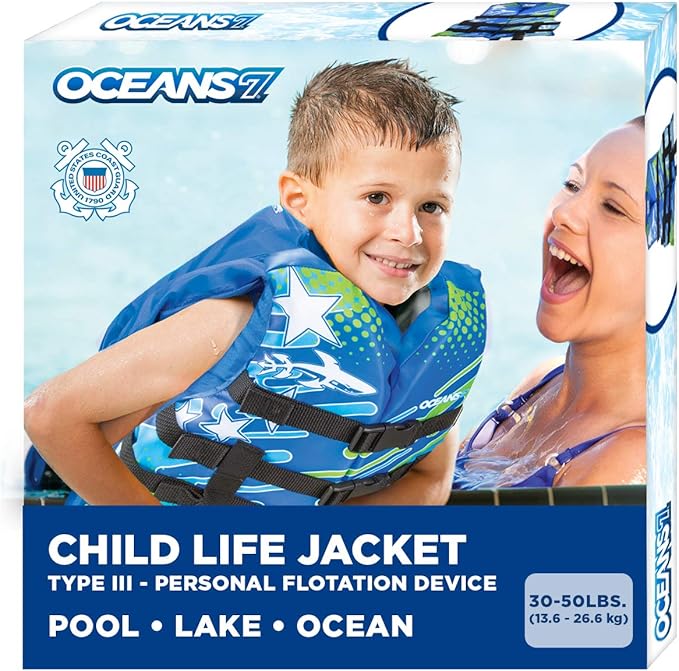 Oceans 7 US Coast Guard Approved Life Jacket for Infant, Kids, Youth, – Type II & III Vest, Personal Flotation Device
