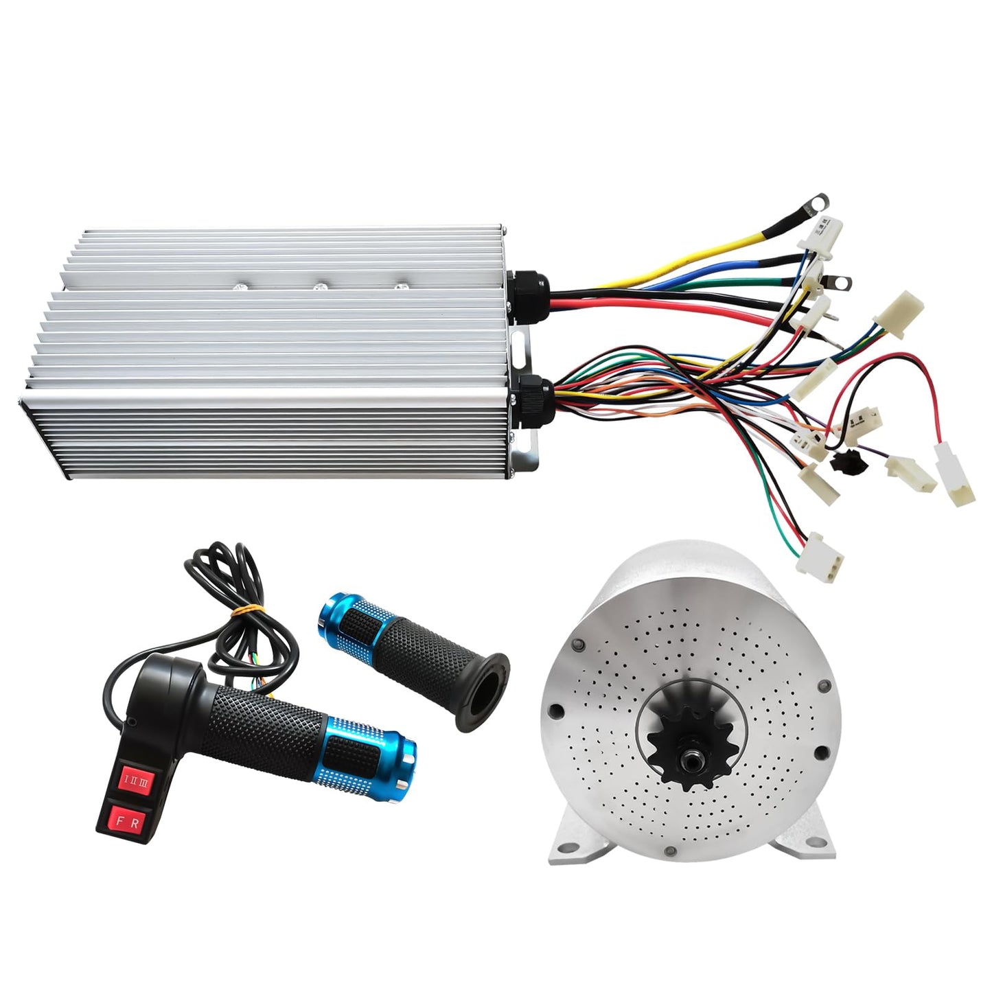 Electric Brushless DC Motor Kit, 72V 3000W E-Bike Brushless Motor Controller Kit 6000RPM Ebike DIY Conversion w/Handlebar Throttle for Go-Karts E-Scooter & Electric Bikes