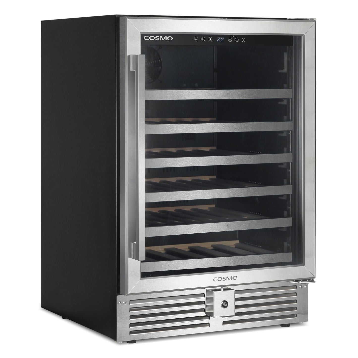 COSMO COS-24BIWCS Lumin Collection 24 in. 52-Bottle Single Zone Compressor Wine Cooler, Digital Controls, LED Lighting, Stainless Steel
