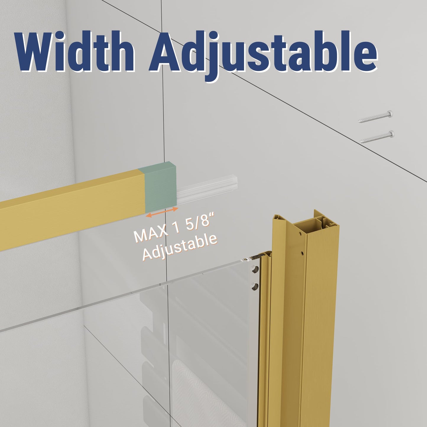 Bathlink 42" W x 78" H 3-Panels Sliding Shower Door, Shower Door Clear 6mm Tempered Glass with Brushed Gold Frame, 3-Panels Sliding Shower Easy to Clean,Three-Panel Synchronized Shower Sliding Door