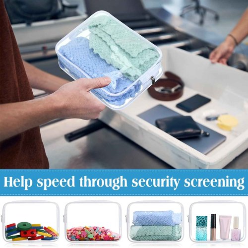Sanwuta 100 Pcs Clear Makeup Bags Bulk Tsa Approved Toiletry Bag for Travel Transparent Cosmetic Bag PVC Waterproof Travel Small Pouches with Zipper for Men and Women(White)