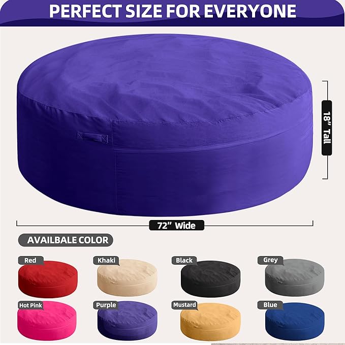 HABUTWAY XX-Large Bean Bag Chair: Giant 7' Memory Foam Furniture Bean Bag Chairs for Adults with Microfiber Cover 7Ft (Purple)
