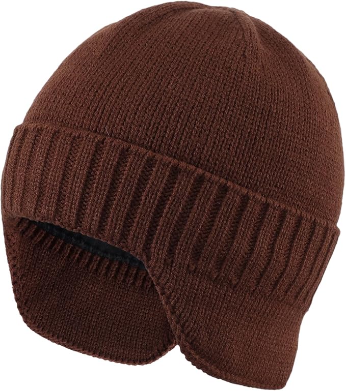 Home Prefer Mens Winter Hat Knit Earflap Hat Stocking Caps with Ears Beanie Hat