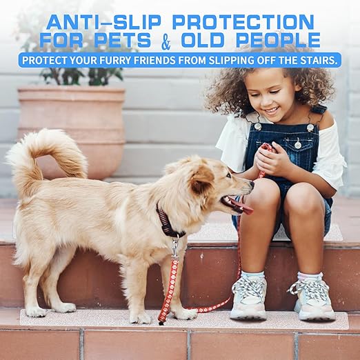 LadyRosian Outdoor Stair Treads Non Slip 15-Pack Clear 6" x 24" - Weather Resistant Adhesive Heavy Grip Tape - Waterproof Anti Skid Strips