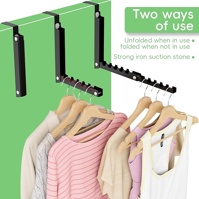 Over The Door Hooks, Extended Over The Door Clothes Hanger with 10 Ridges,Space-Saving Over The Door Rack,Door Hooks for Hanging Clothes,Larger Capacity Over The Door Hanger (2, Black)
