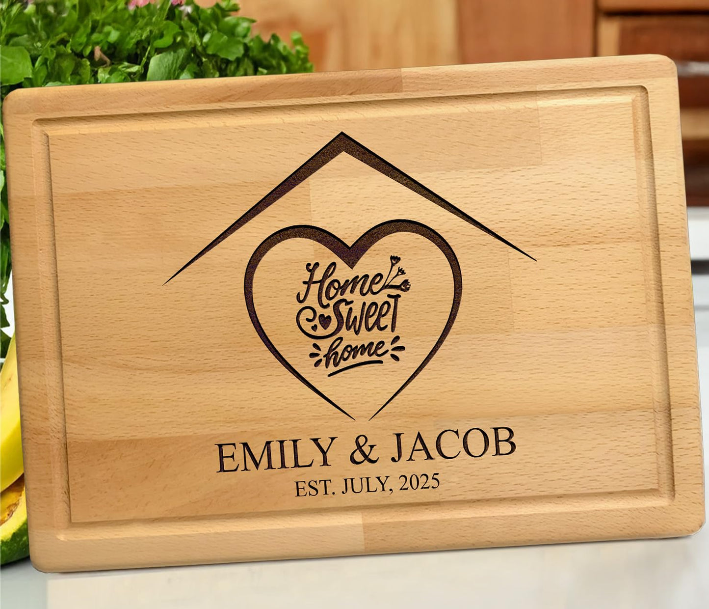 Personalized Home Sweet Home Cutting Board Gift for New Homeowners, Custom Engraved Bamboo Charcuterie Board, Housewarming, Wedding, Christmas, Anniversary, Mother's Day, New Home Buyer Gifts 2025