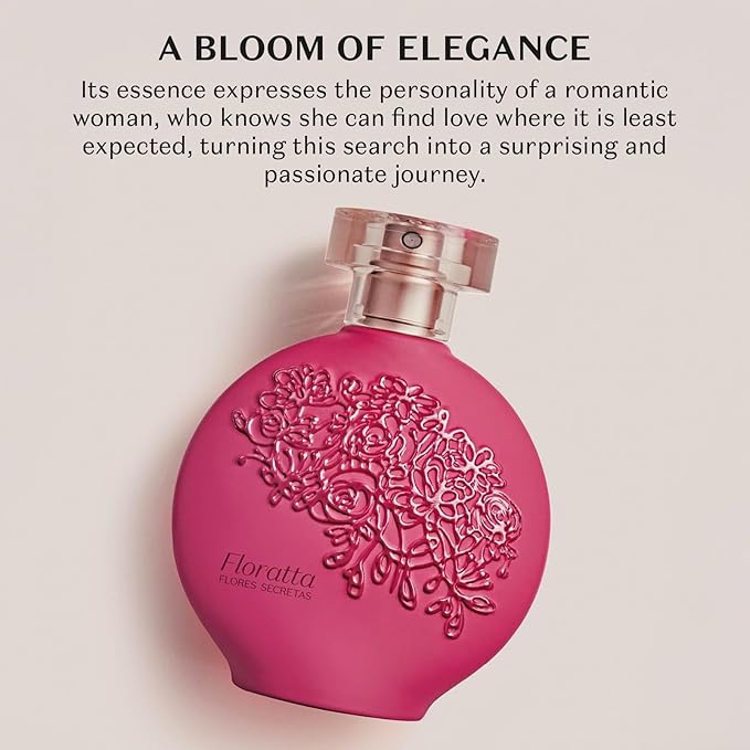 O BOTICARIO Floratta Secret Flowers Eau de Toilette, Long-Lasting Floral Rose Fragrance Perfume for Women, 2.5 Ounce