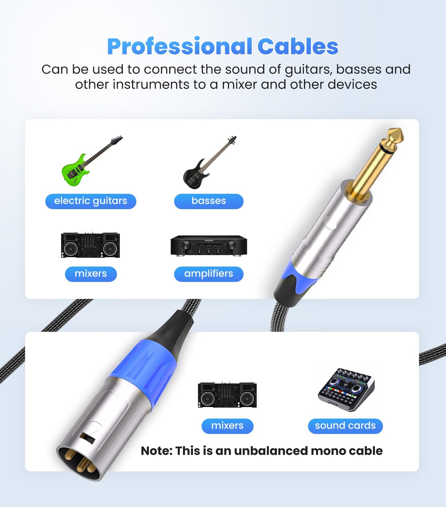 Tisino 1/4 To Xlr Male Mono Cable Unbalanced Quarter Inch To Xlr Male Microphone Cable For Connecting Instruments To Mixers, 6.6