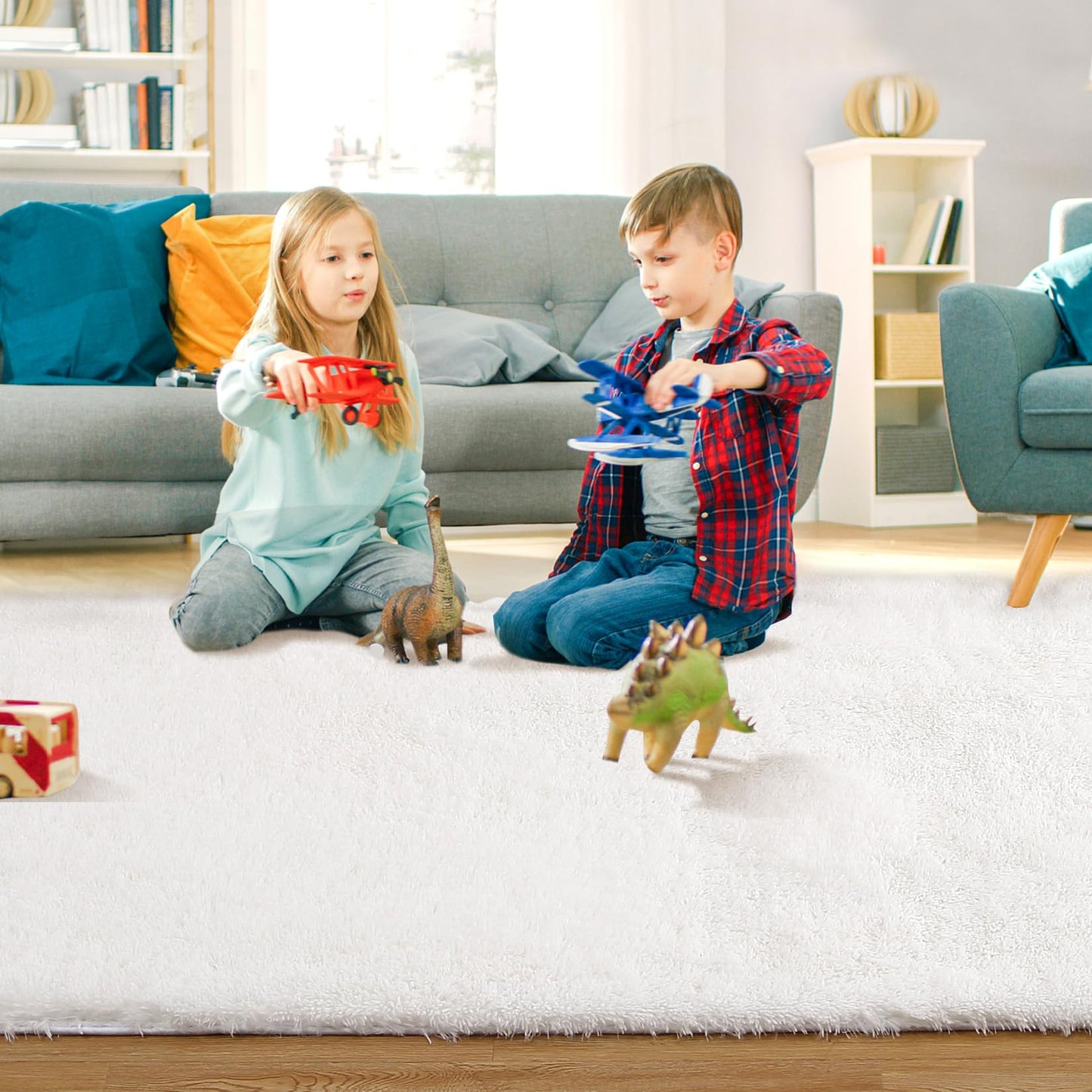 CAROMIO 10x13 Fluffy Area Rugs Extra Large Plush and Thick Faux Fur Shag Rug for Living Room Non-Slip Non-Shedding Accent Rug Carpet for Bedroom, Fuzzy Shaggy Rugs for Kids Nursery Dorm, White