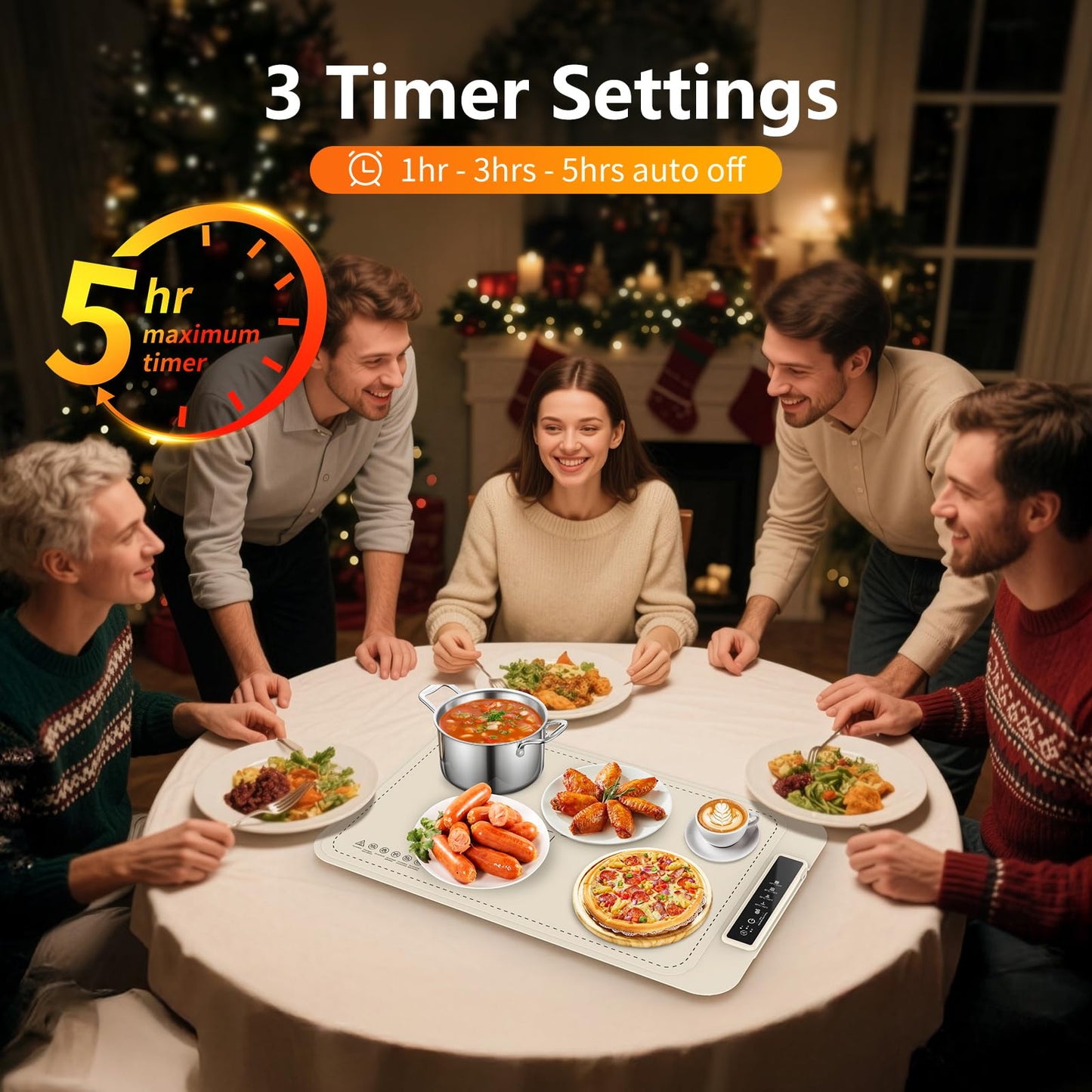 Warming Mat for Food - Electric Silicone Food Warming Tray for Buffet, Rollable Food Warmer Mat for Countertop, Fast Heating Mat with Timer and 4 Heat Levels, Portable Heating Pad for Parties Family