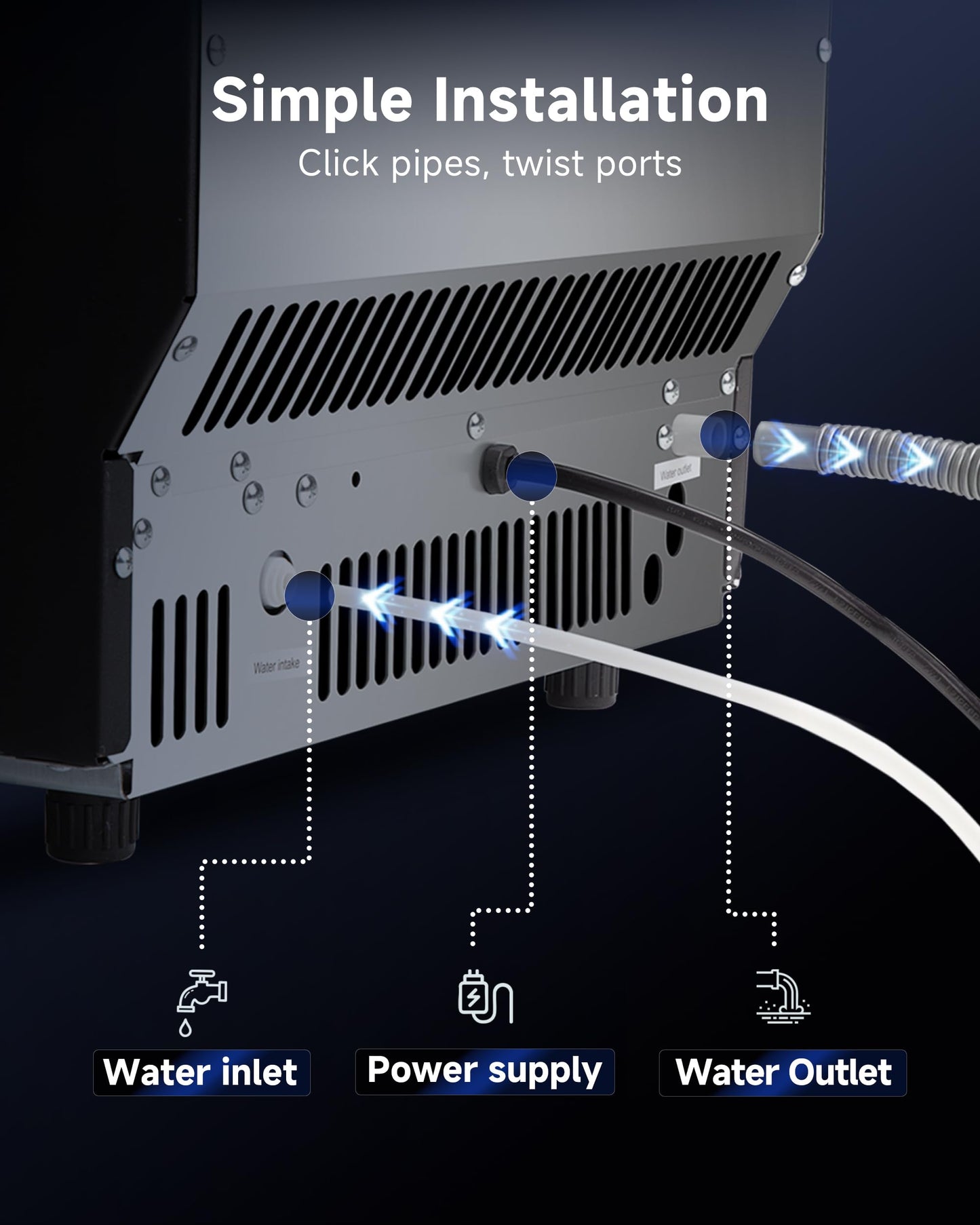 ICEVIVAL Commercial Ice Maker, 100Lbs/Day, 45 Cubes in 11 Mins, Under Counter Ice Maker with 33Lbs Storage, Self-Cleaning, Timer, Ice Maker Machine for Home/Bar/Cafe (Commercial Grade)