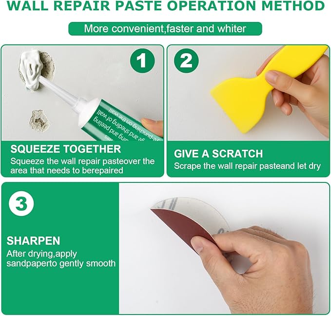 Drywall Repair Kit, 3 Pack Wall Repair Paste, Wall Mending Agent,Wall Surface Hole Fill Quick and Easy Solution