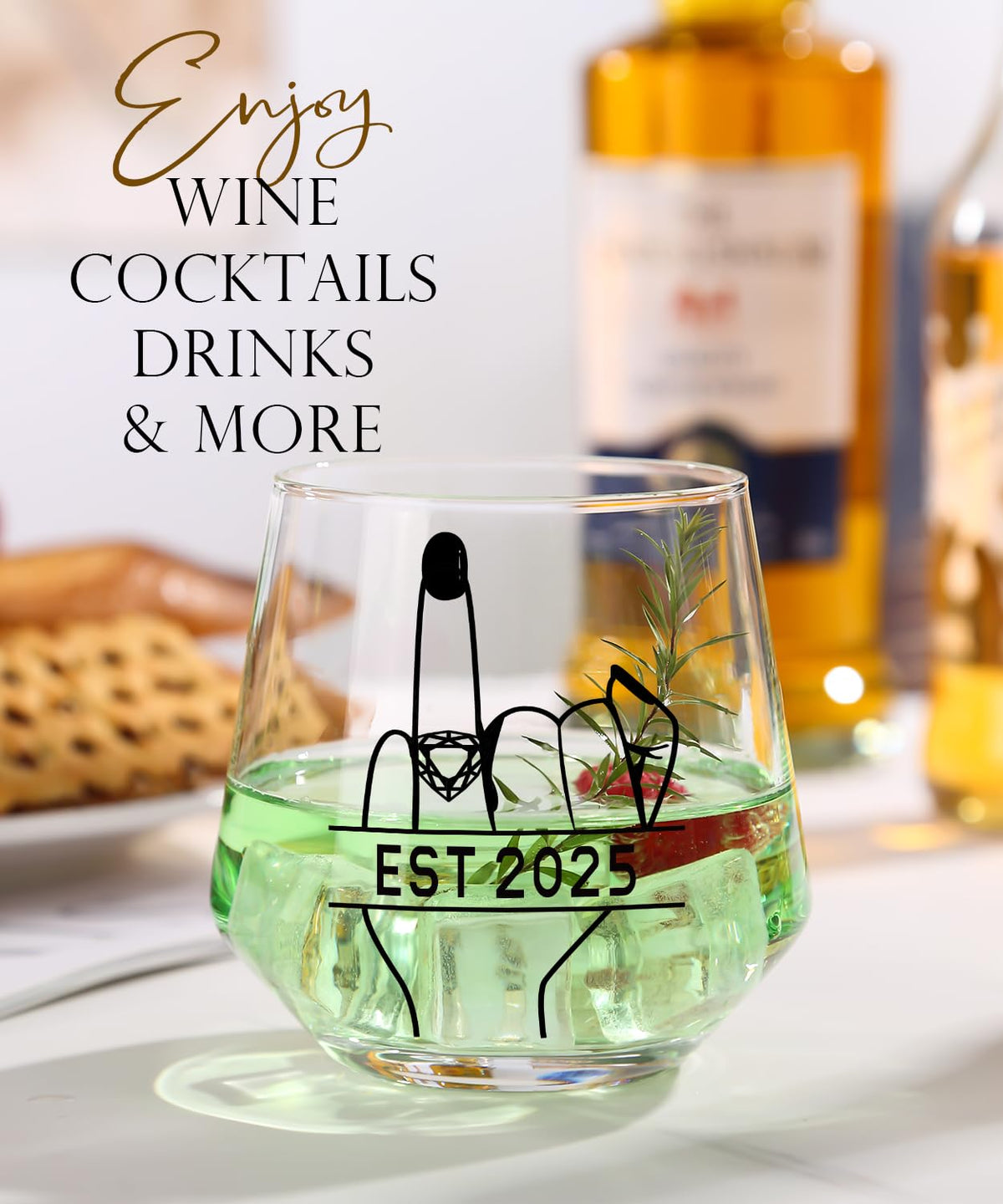 comfit Engagement Gifts for Couples 2025 - Bridal Shower Gift - Wedding Gifts for Couples, His and Hers, Newlywed - Wine&Whiskey Glass for Mr and Mrs