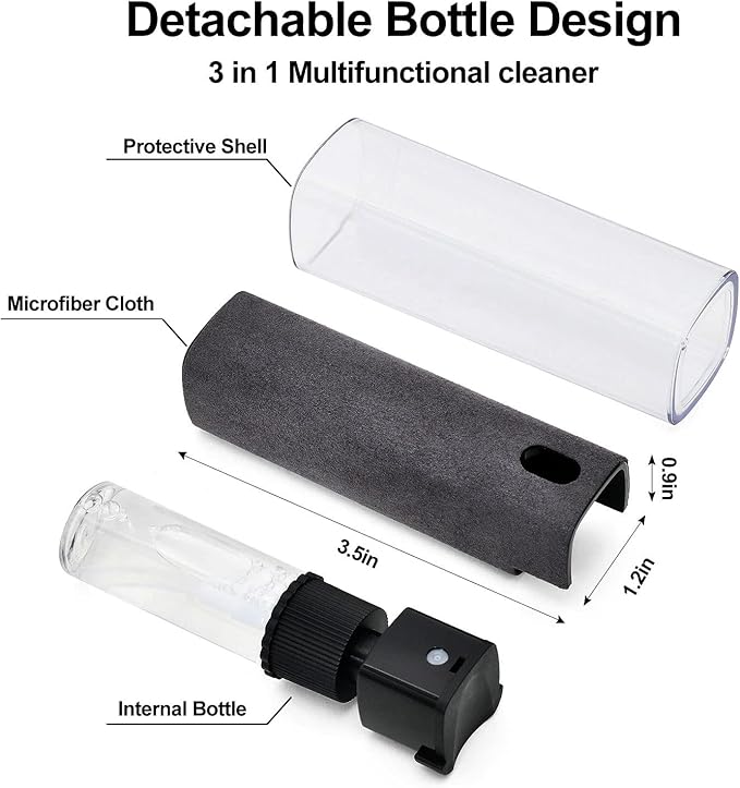 Fingerprint Proof Screen Cleaner 2PCS, Touchscreen Mist Spray for Electronic Smart Phone TV, Laptop, Tablet, PC, Computer Monitor LCD Flat Screens (Black)
