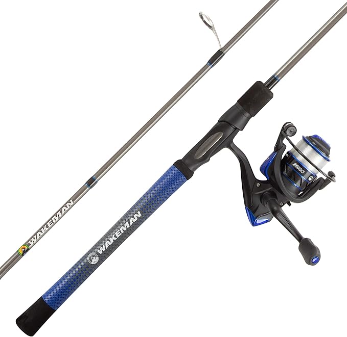 Fishing Rod & Reel Combo- 6’6” Carbon Pole, Spinning Reel & Golf Grip Handle- Bass, Trout & Lake Fish- Channel Series by W...