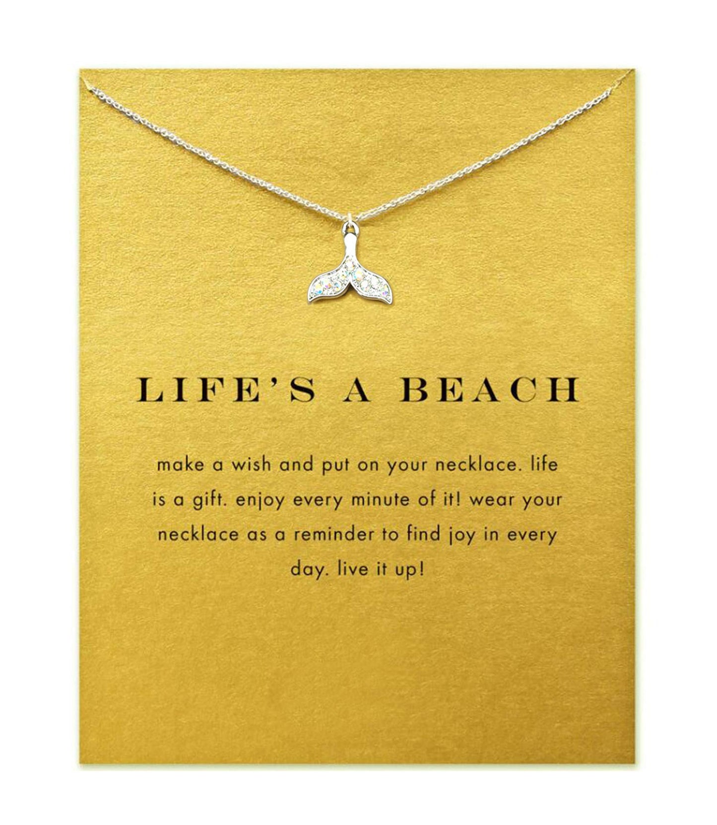 Hundred River Friendship Mermaid Tail Necklace with Message Card Gift Card (mermaid tail s)