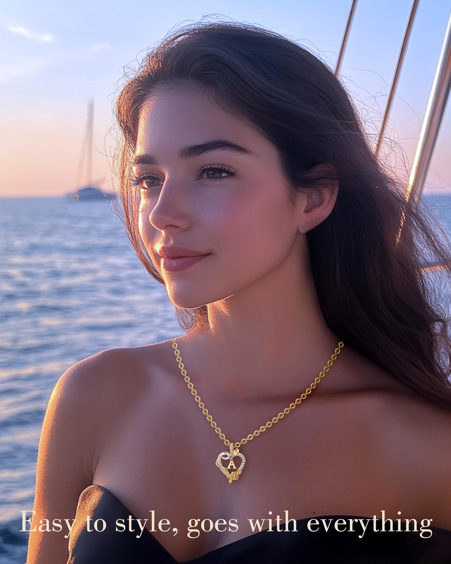 AGZBT Initial Heart Necklace Gift for Women – 14K Gold Plated Rose Pendant, Personalized Letter Jewelry for Wife, Mom, Grandma, Sister – Birthday, Anniversary for Her, Gold I