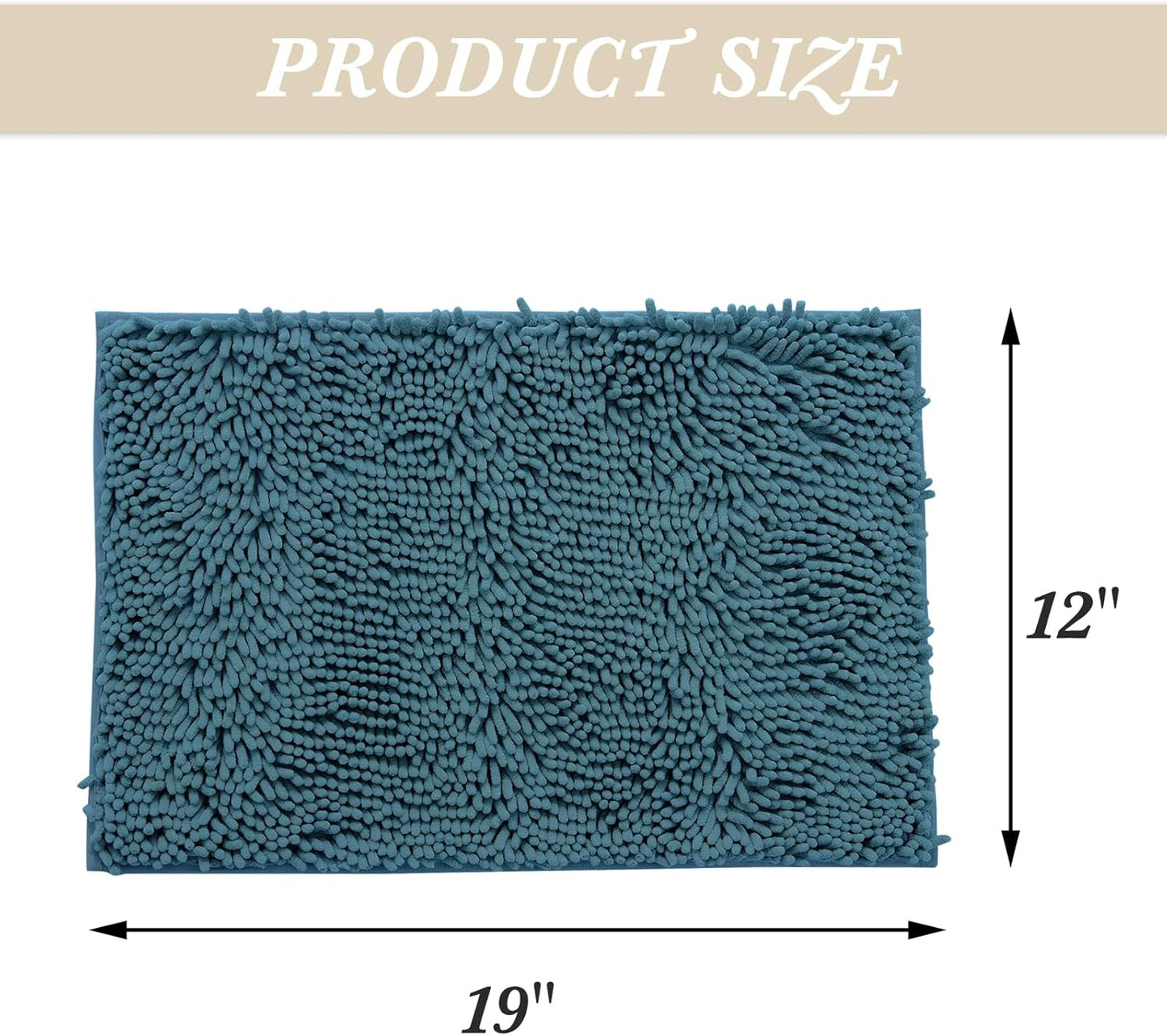 Non-Slip Bath Rug,Extra Soft Microfiber Bedroom Shag Carpet with Anti-Slip Backing,Water/Dust Absorbent Fast Dry Shower Mat,Sound Insulated Stairs Pad,Machine Washable (Turquoise,12 x 19 Inches)