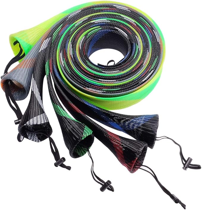 SF Fishing Rod Sock Fishing Rod Sleeve Rod Cover Braided Mesh Rod Protector Pole Gloves Fishing Tools for Spinning Fishing...