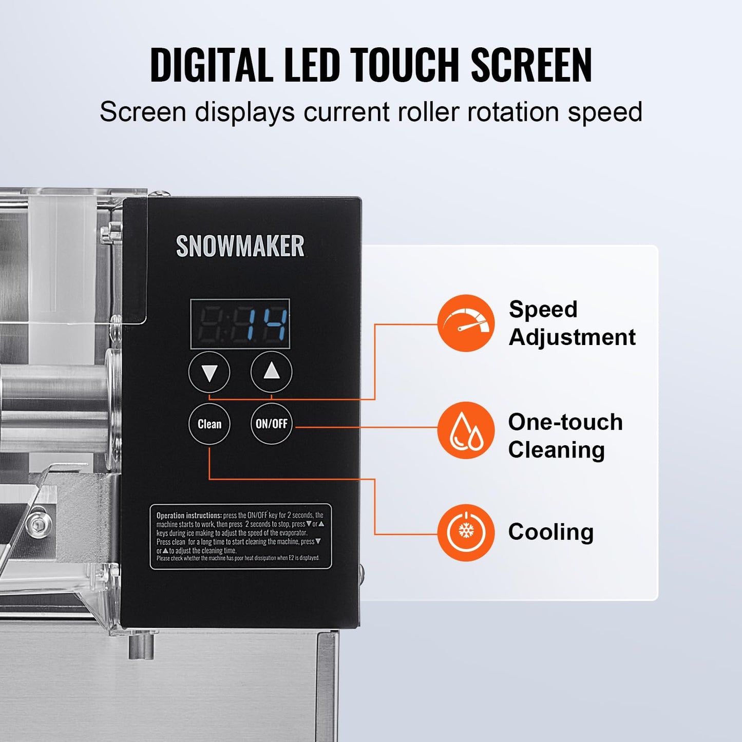VEVOR Commercial Snowflake Ice Machine, 176.4LBS/24H Snowflake Ice Maker, Stainless Steel Ice Shaver Machine, Electric Snow Cone Maker, Air Cooling System for Rapid Heat Dissipation, for Bakery, Café
