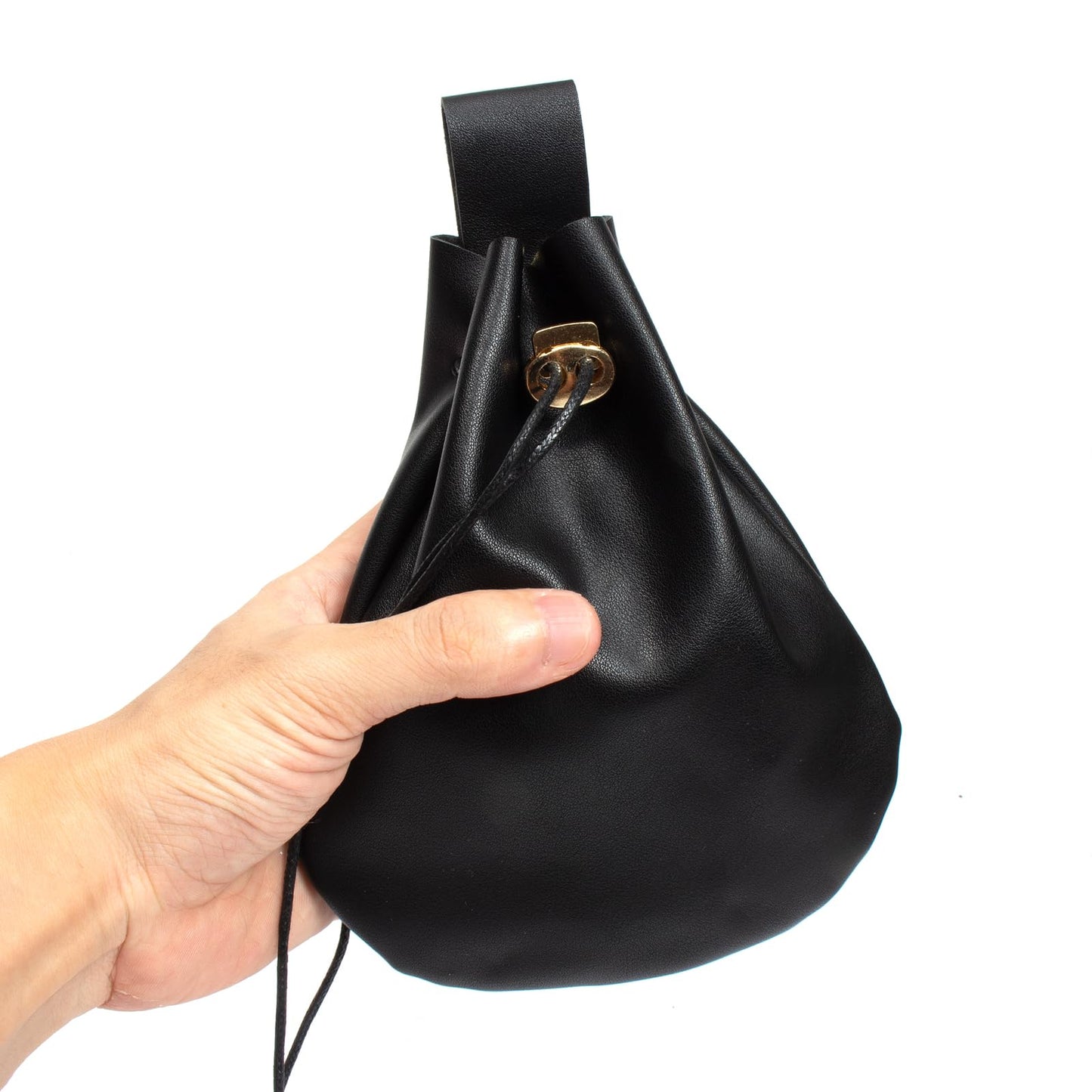 SUMGOGO 4 Pcs Halloween Renaissance Belt Pouch Witch Bottle Skirt Hikes Medieval Viking Pirate Leather Belt Costume Set (Black)