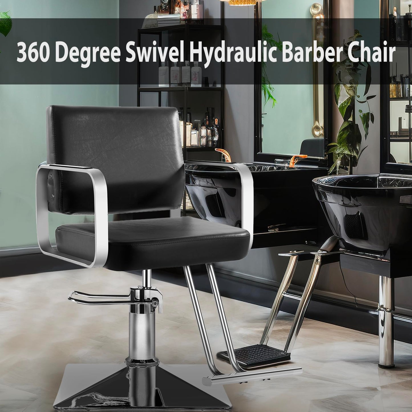WINEDYOUNG Salon Chairs for Hair Stylist Chair Hydraulic Pump Hair Salon Chair 360 Degree Rotating Barber Chair, Spa Beauty Equipment for Hair Stylists, Tattoo Artists, Cosmetologists (Silvery)