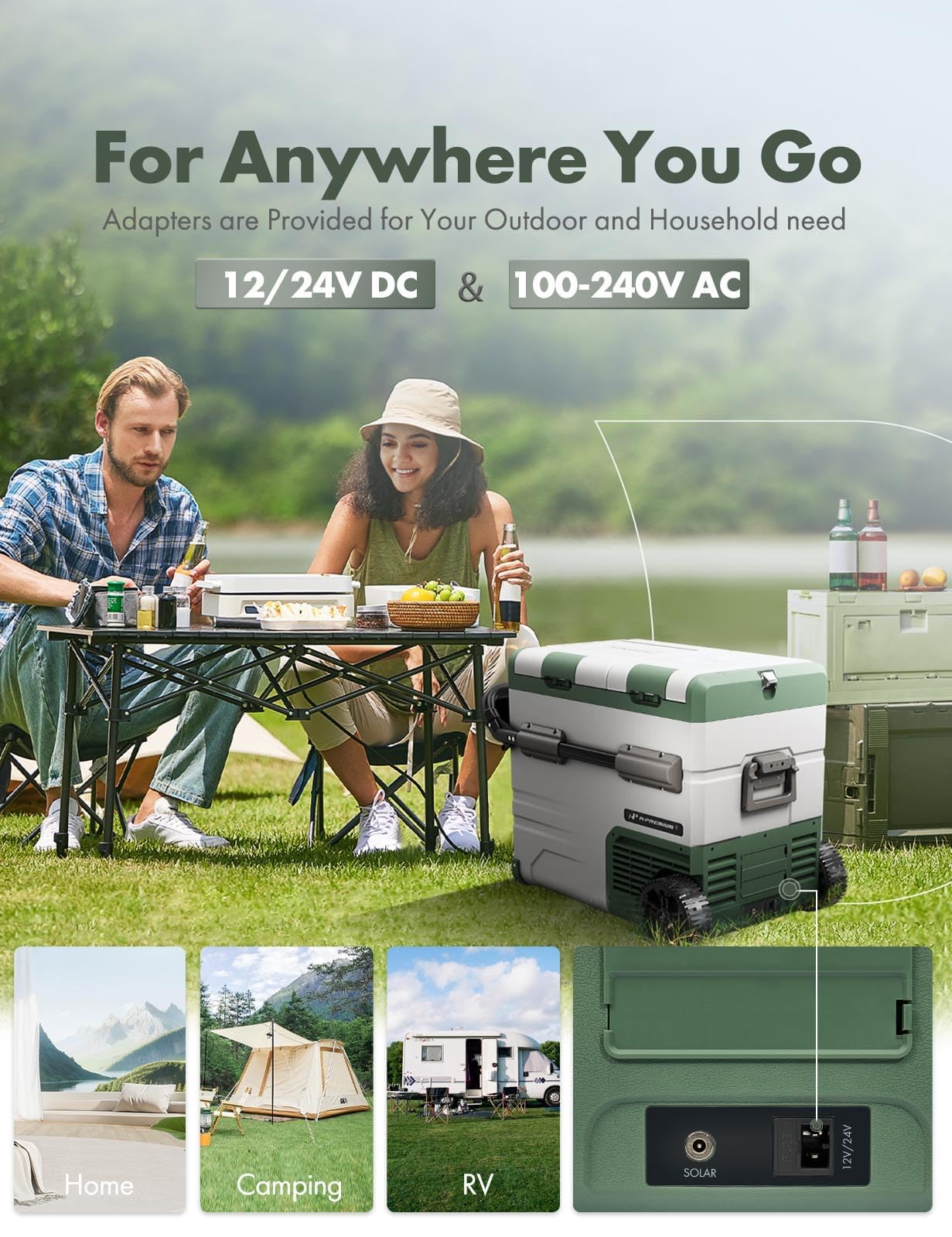 A-Premium 12 Volt Refrigerator 57QT/54.2L Portable Car Fridge Cooler, -4°F~68°F Separated Zone Portable Freezer APP Control with 12/24V DC & 110/240V AC Adapter,for Travel Car Camping Truck Roadtrips