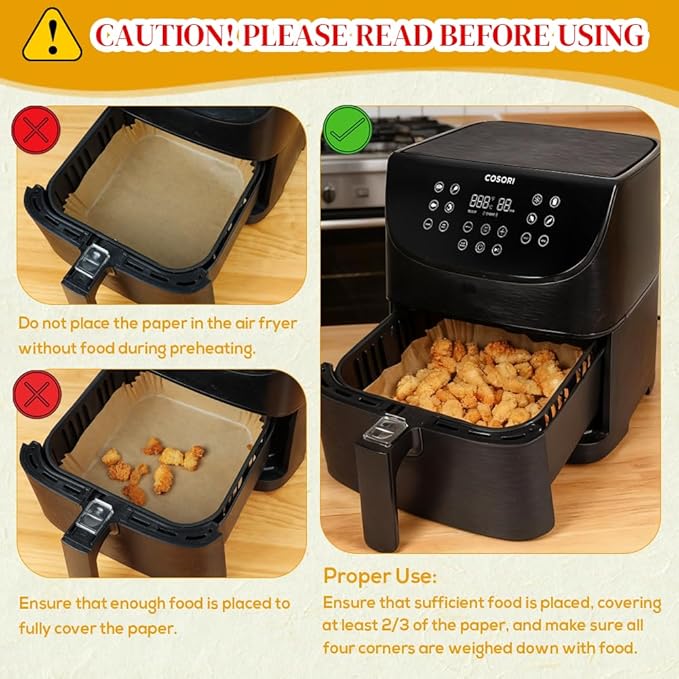 BYKITCHEN Small Air Fryer Disposable Paper Liners for 2 to 5QT Airfryer, Mini Air Fryer Parchment Paper Liners, Compatible with CHEFMAN 2 QT, Cosori 2.1 QT, Dash, Instant Pot Mini Airfryer