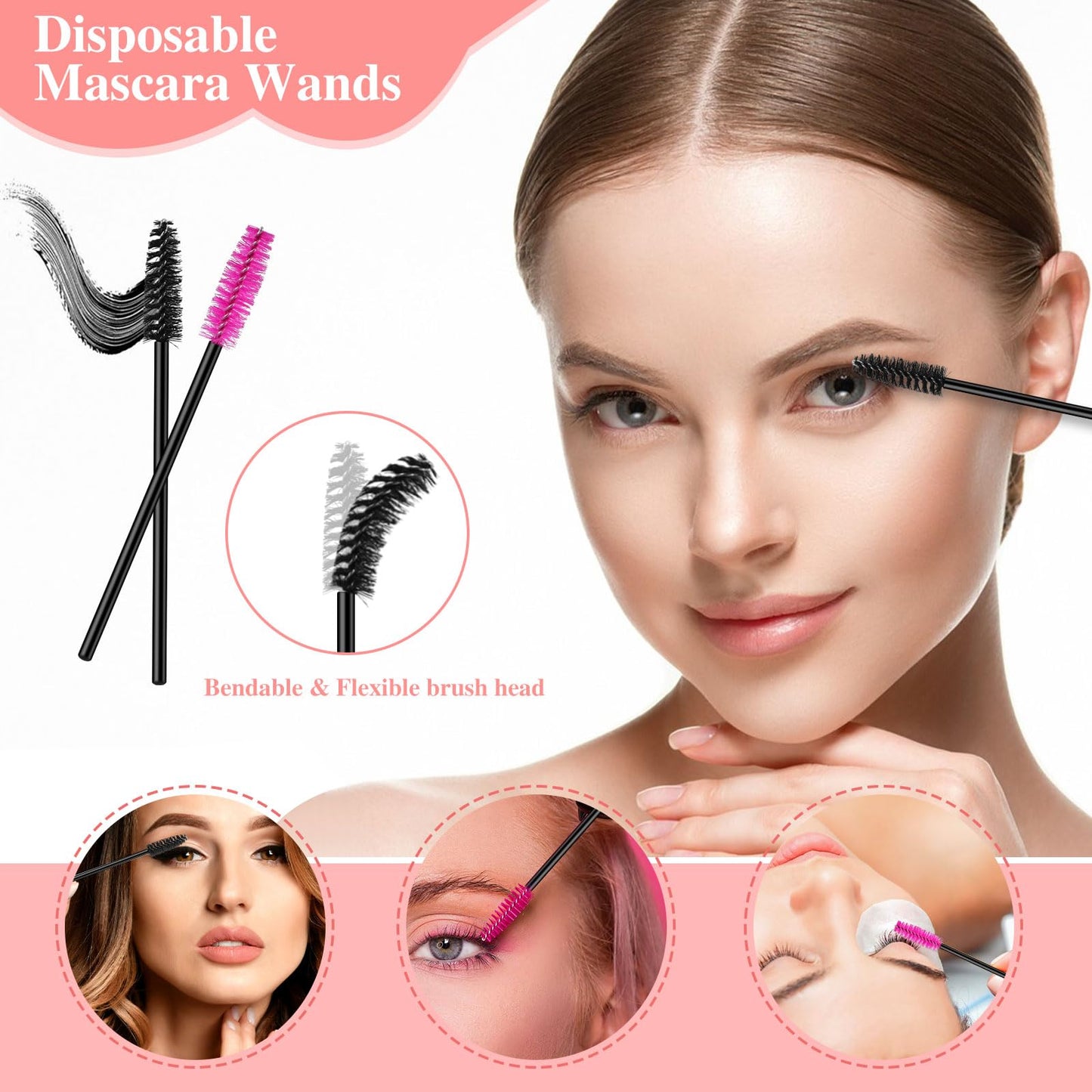 Disposable Makeup Applicators Tools Kit, 100 Mascara Wands 100 Lipstick Applicators 50 Disposable Eyeliner Brushes 10 Eye Shadow