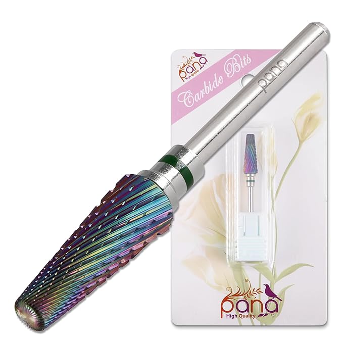 PANA 5-in-1 Pro Upgraded Multi-Function Drill Bit 3/32" Shank Size - (Rainbow, 2X Coarse to 2X Fine) - Mix Size Tungsten Drill Bit Fast Remove Acrylic Hard Gel Nail for Manicure Pedicure