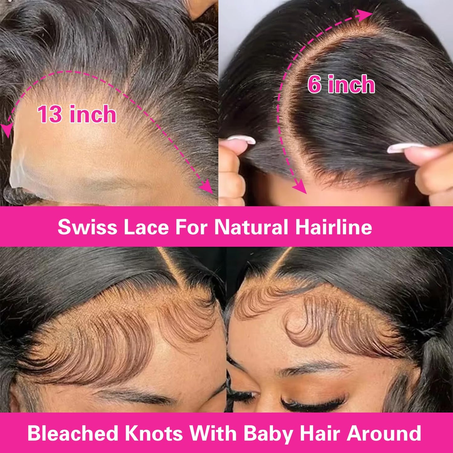 Mihugass Body Wave 13x6 Lace Front Wigs Human Hair For Women 250% Density Jet Black Lace Frontal Wigs 280g HD Transparent Gluele
