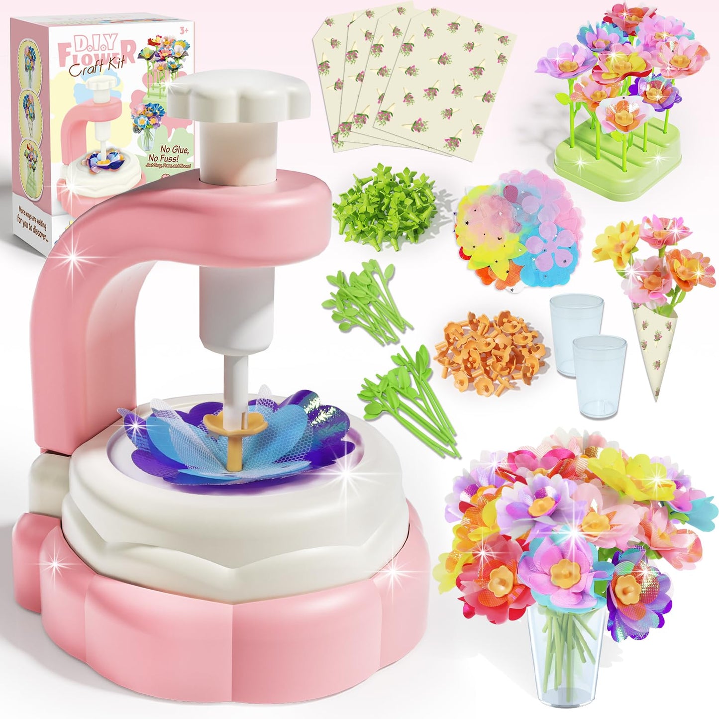 Airyard DIY Craft Kits Toys for Kids Ages 8-12 - Fabric Flower Bouquets Girls Toys Age 6-8, Arts & Crafts for 4 5 6 7 8 Year Old Toddler Girl, Educational Activity Preschool Birthday Gifts