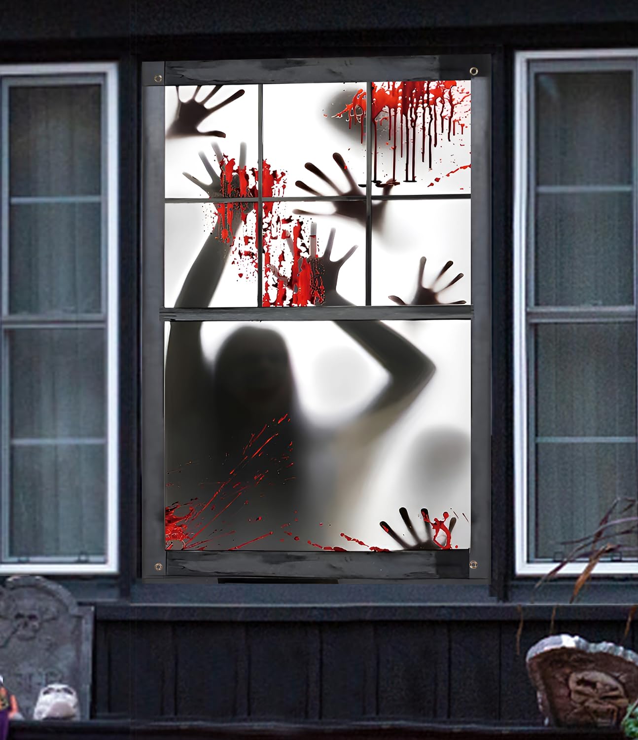 Halloween Window Decorations 31.5x47.2" Window Door Wall Cover Scary Halloween Decorations Indoor Outdoor Party Decor