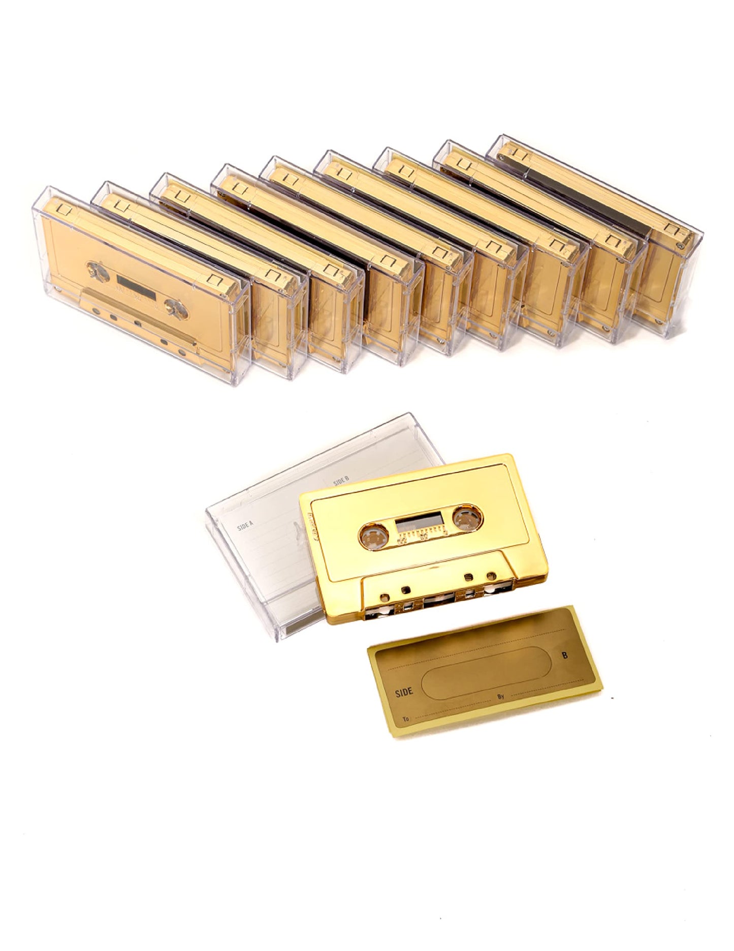 Fydelity 10-Piece Blank Cassette Tape Storage Set - Features 60 Minutes Clear Tape Cassette Storage For Recording Blank Audio -