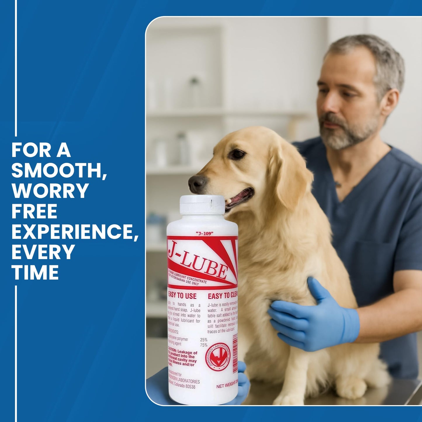 JorVet J-Lube Powder Lubricant | Easy-Mix Formula, Non-Irritating & Mess-Free | 10oz Bottle Makes 6-8 Gallons | Trusted for Veterinary & Obstetrical Use | Safe, Smooth & Easy to Clean | Red White