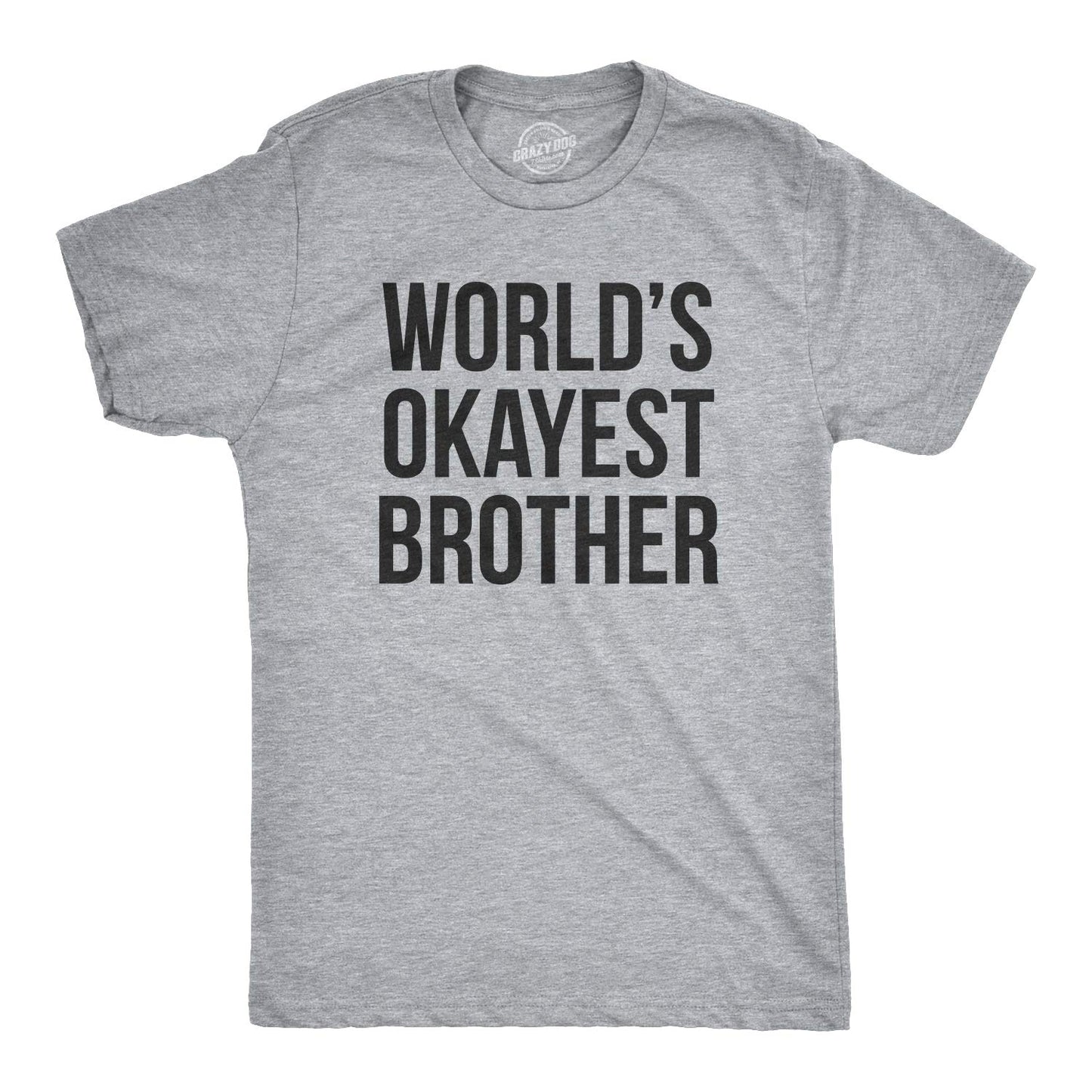 Mens Worlds Okayest Brother Shirt Funny T shirts Big Brother Sister Gift Idea (Grey) XL