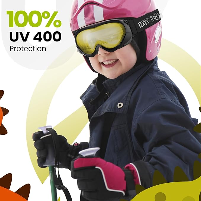OutdoorMaster Kids Ski Goggles - Helmet Compatible Snow Goggles for Boys & Girls with 100% UV Protection