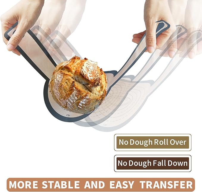 2 Pcs Silicone Bread Sling, Sourdough Bread Baking Supplies for Dutch Oven, Non-Stick & Easy Clean Reusable Dough Mat with Long Handles
