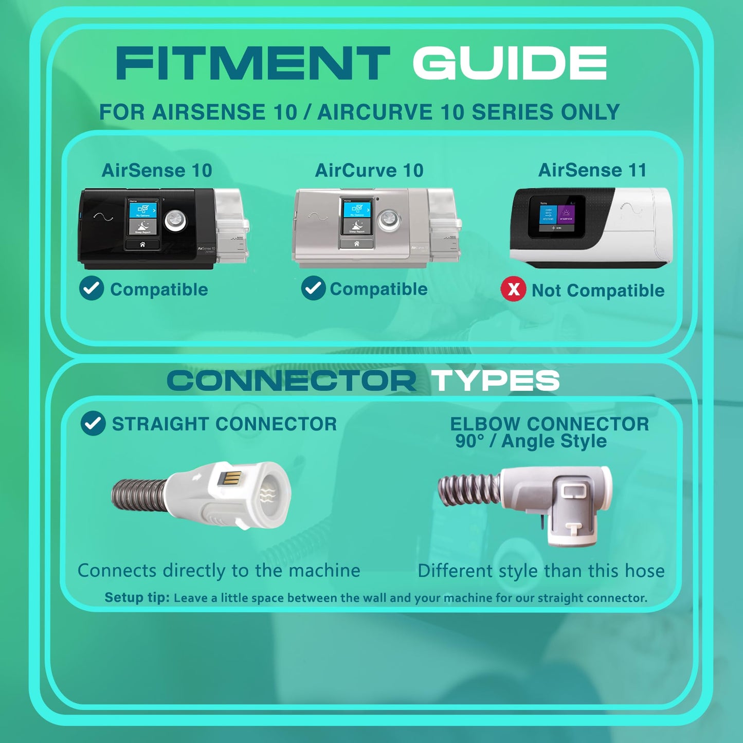 Expanza Airsense 10 Tubing Replacement - Built In Heating Wire | Straight Connector For Machine End - Elbow Free | Compatible With AirSense 10 And AirCurve 10 Models | AirSense 11 Has A Different Fit