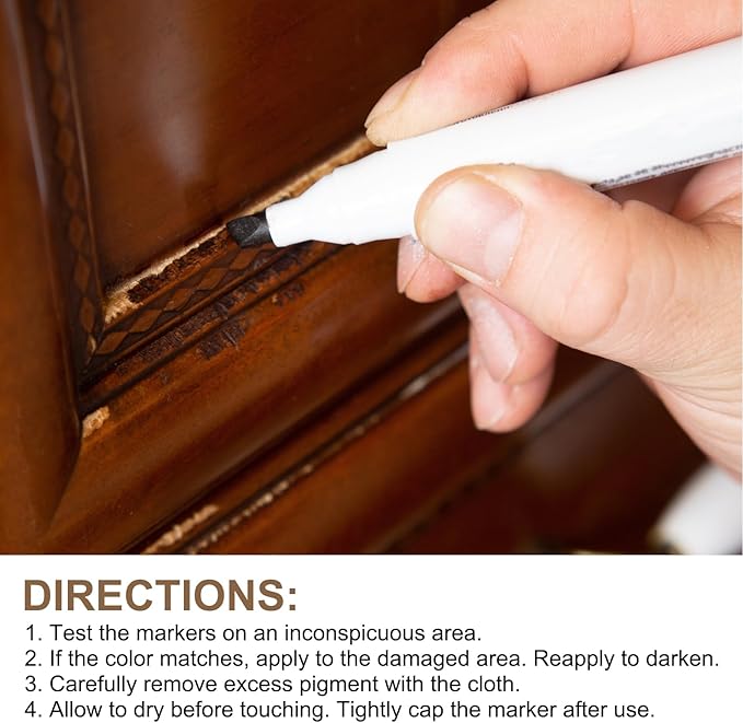 uxcell Furniture Repair Wood Markers, 2 Pcs Mahogany Touch Up Filler Sticks, Oil Based Paint Markers for Scratches, Wood Floors, Tables, Cabinet, Carpenters, Cover Ups