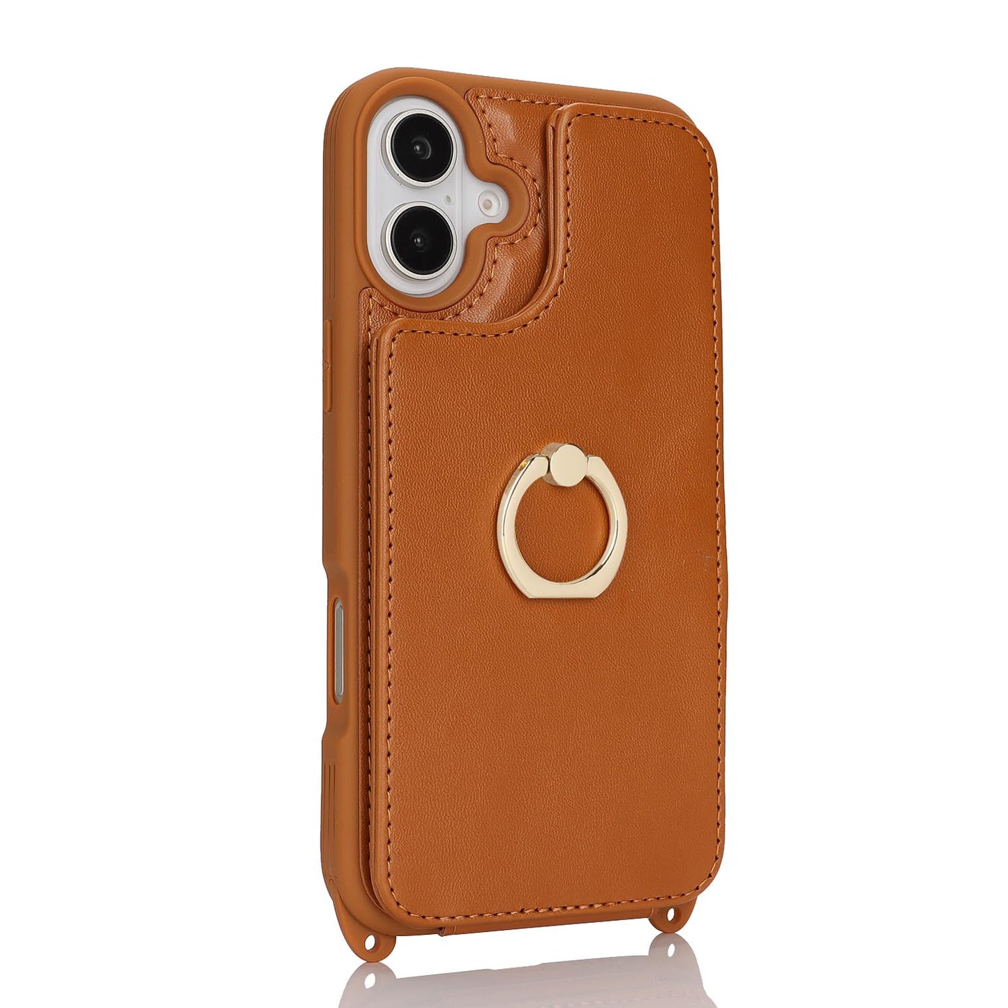 Lipvina For Iphone 16 Case With Card Holder And Strap For Women,Crossbody Lanyard,Ring Stand,Snap Clasp,Cute Phone Wallet Cases