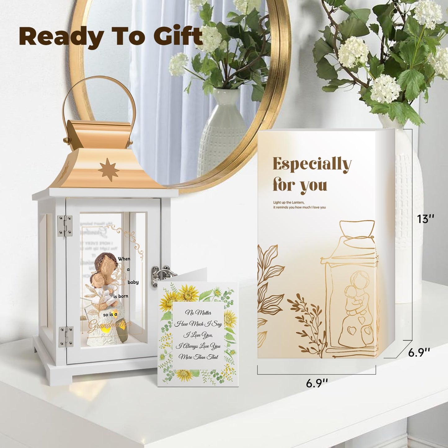 Homazing New Grandma Gifts First Time 2025, Mothers Day Birthday Grandmother Gifts, First Time Grandma Figurine Lantern