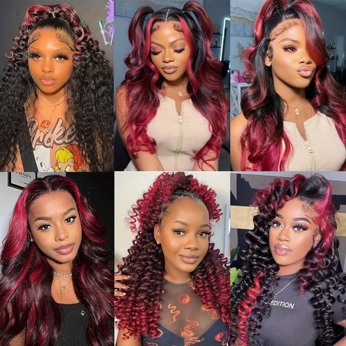 Fabimiya 16 18 20 inch Burgundy P1B/99J Deep Wave Human Hair Bundles Wine Red Human Hair Bundles Unprocessed Burgundy Soft Sewn In Hair with Double Weft for Black Women