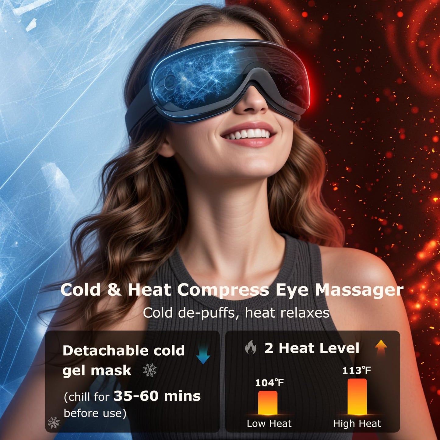 ALLJOY Eye Massager with Heat and Cooling, Lightweight Eye Massager with Removable Gel Mask, Christmas Gifts for Women,White Elephant Gifts for Adults Eye Care Devices for Migraine, Reduce Dry Eyes
