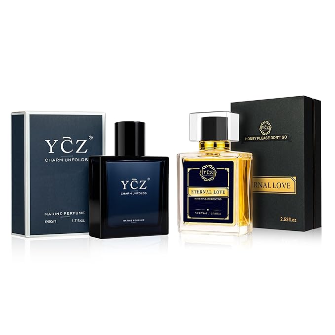 Ycz Cologne for Men Set, 1.7oz(50ml) Bottled Marine Perfume & Carnival Men Perfume, Long Lasting Spicy Wood Fragrance, Elegant Unique, Sleek Bottle Design for Christmas Gifts Ideal