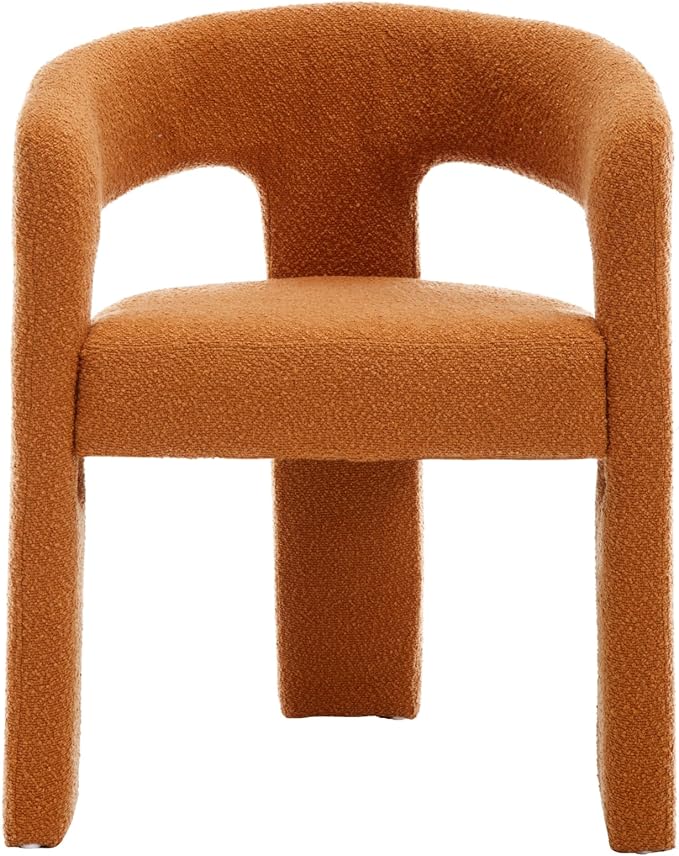 DAYALANE Modern Boucle Dining Chair, Sherpa Upholstered Accent Kitchen Chair with Arms Comfy Barrel Side Chair for Living Room/Home Office/Reception, Windsor Tan