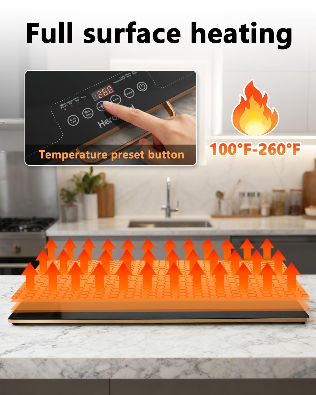 Electric Warming Tray,Extra Large Food Warming Mats with Temp-Settings & Timmer,Full Surface Heating Electric Food Warmer Mat Keep Food Warm at Buffet, Party, Sabbath, Daily Use (XXL(40 * 14"))