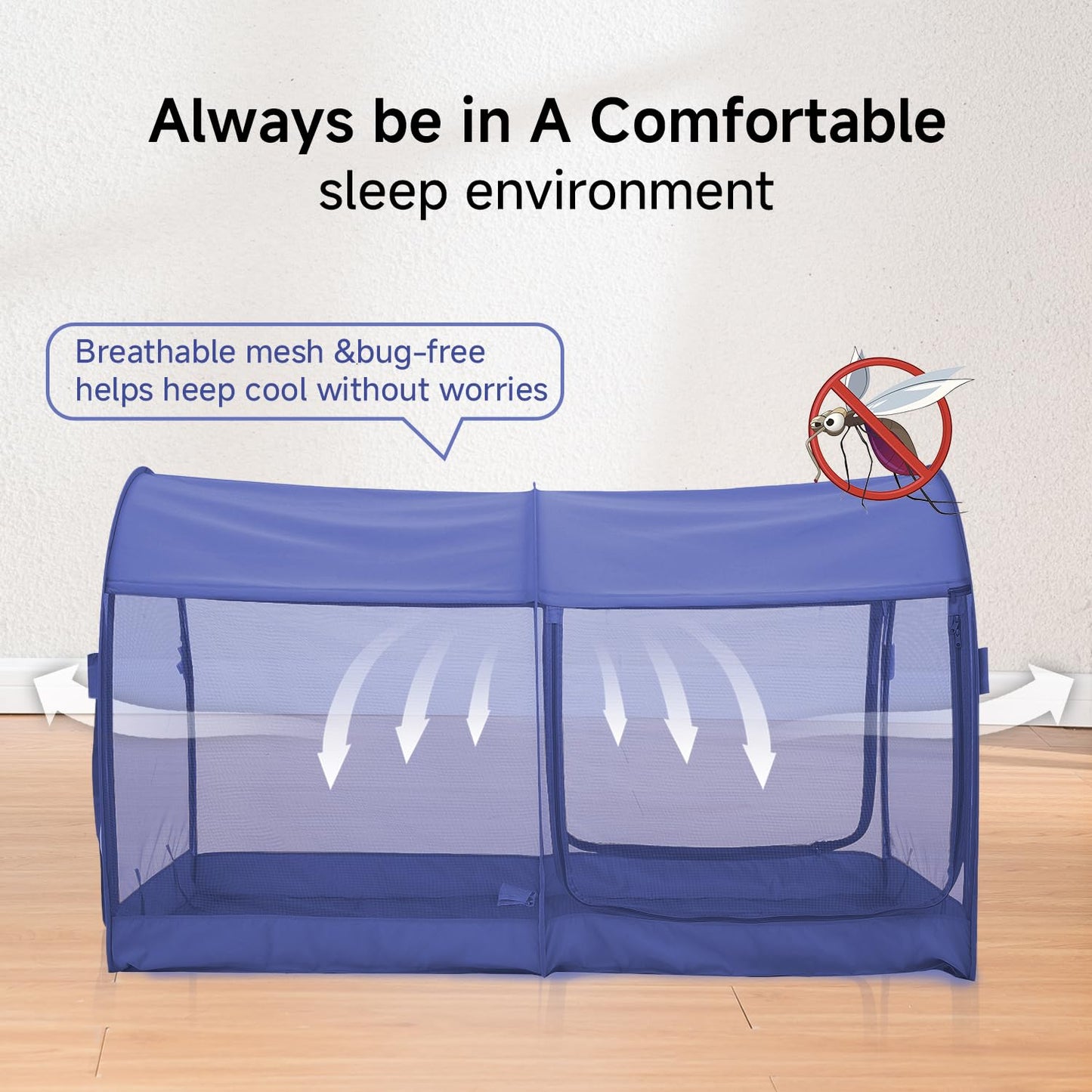 LEEDOR Mosquito Net Bed Tent Canopy Indoor Tent Privacy Bed Fort Dream Tent for Kids or Adult Navy Full 75 X 54 X 47H'' (Mattress Not Included)